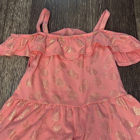 Girls Picapino coral dress with shiny pineapples on it size 8 - Picture 3 of 4